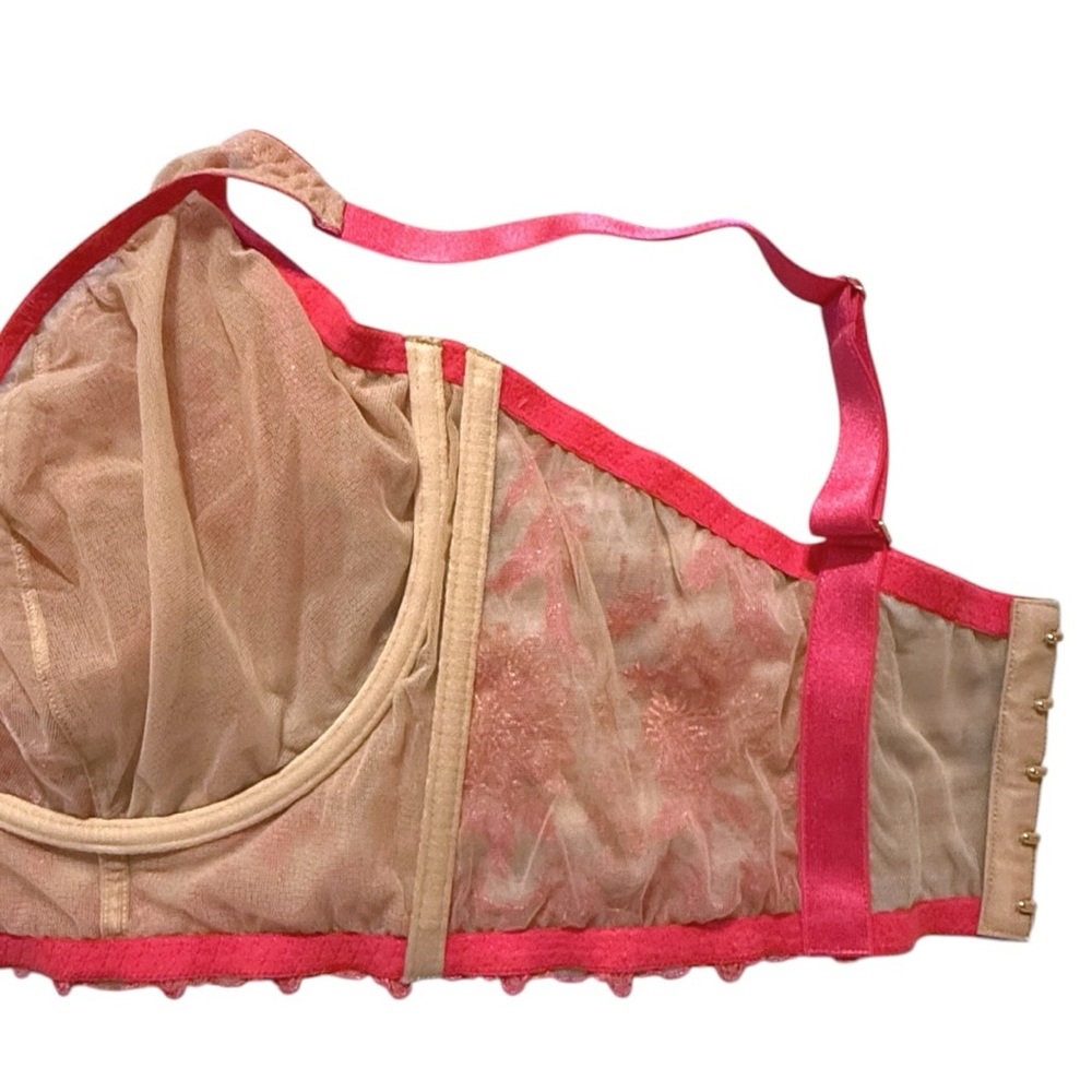 Cosabella Curvy Lace Underwire Bra Large Nude Pink Sheer Floral Embroidery NWT - Picture 5 of 8